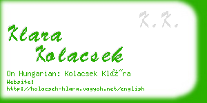 klara kolacsek business card